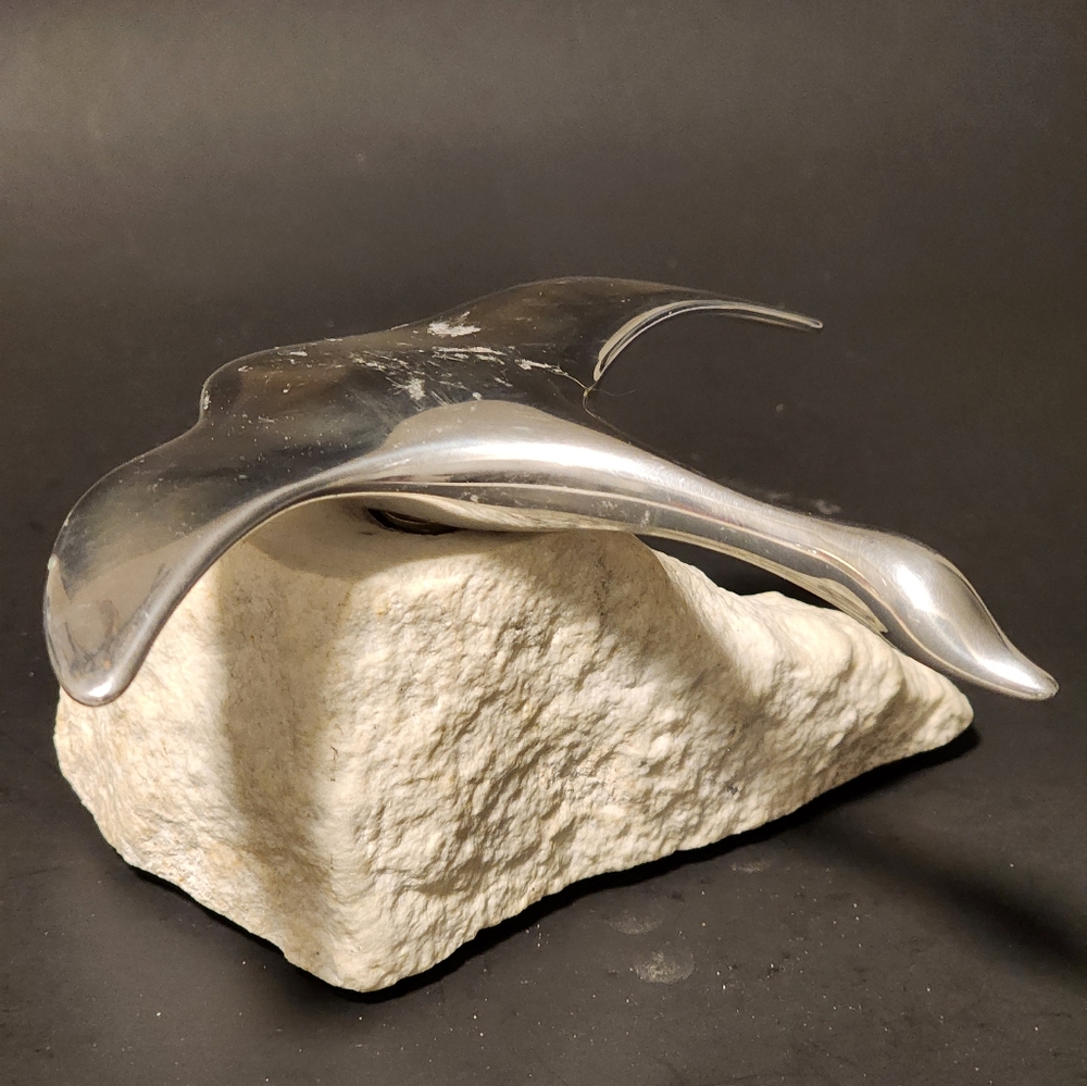 Hoselton Canada Goose on Rock Sculpture - Aluminum Bird Figurine on Granite #407